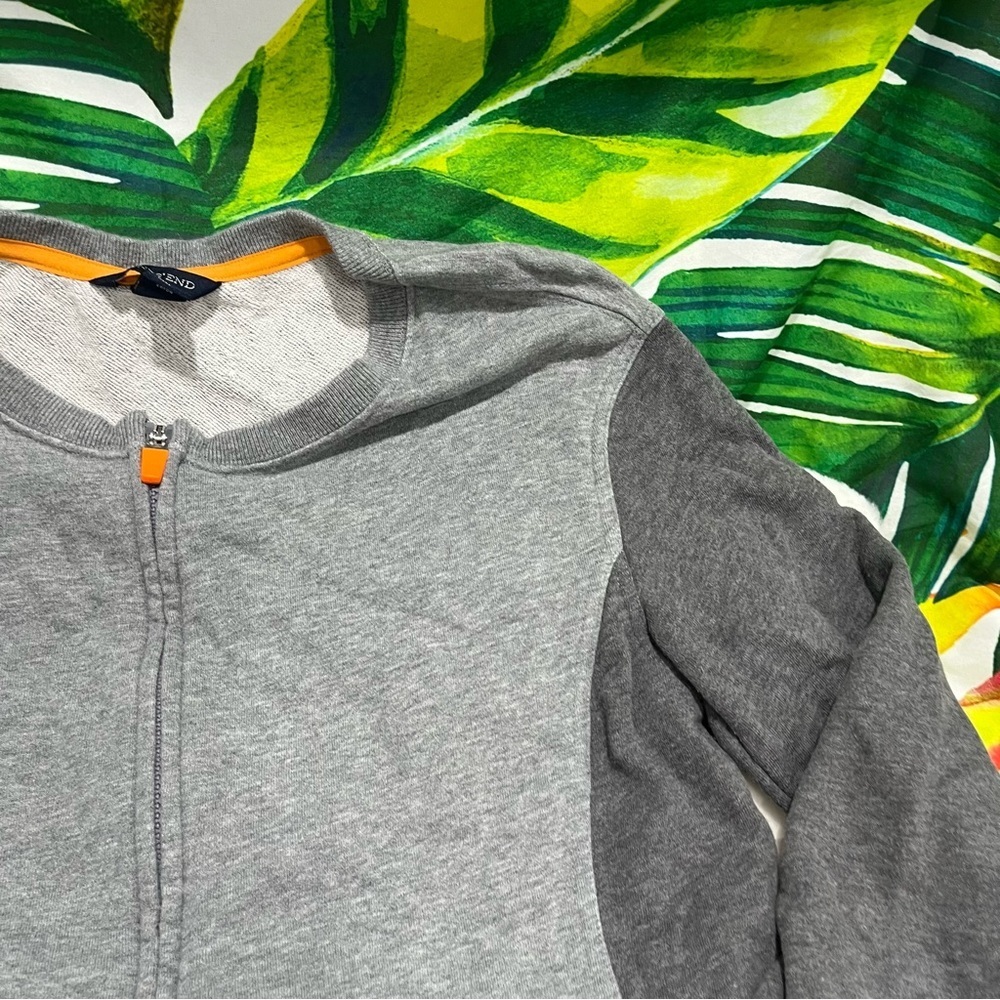 Lands’ End S Grey Orange Full Zip Fall Winter Casual Sporty Sweatshirt Sporty